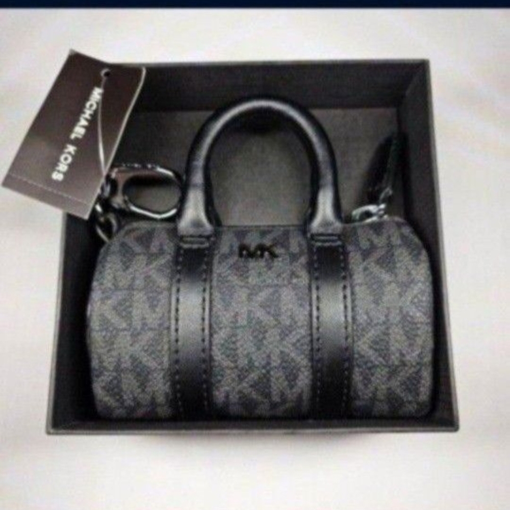Michael Kors Black and Gray Coin Purse Or Keychain